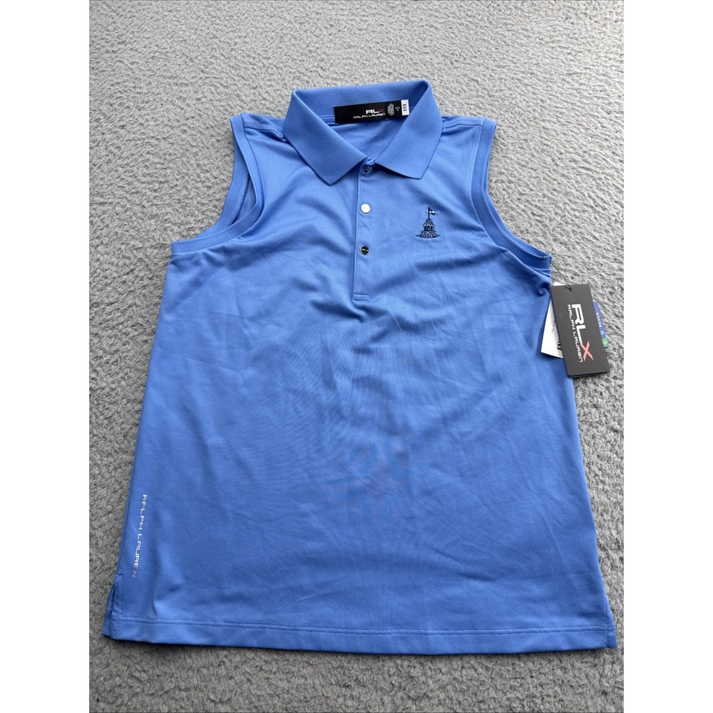 RLX Ralph Lauren Polo Shirt Girls XL Blue New Sleeveless Snap Golf Tennis Top